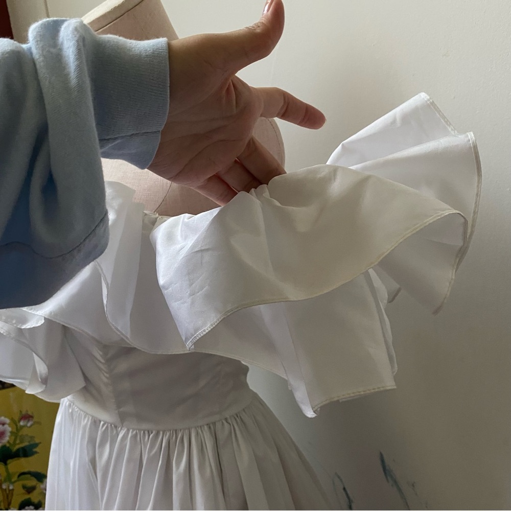 White Off-Shoulder Ruffle Ball Gown Dress - Picture 4 of 12